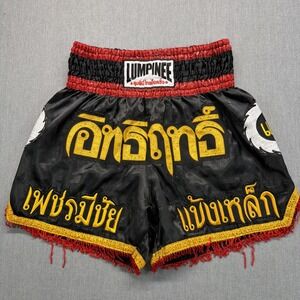 Lumpinee Muay Thai Shorts Black Gold Adult Unisex Size L Kickboxing Training